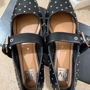 Dolce Vita Black Flats with Polka Dot Design